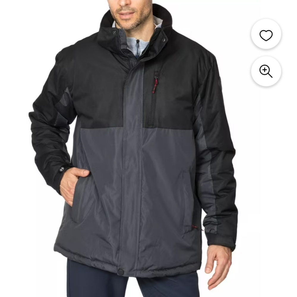 Hawke & Co Mens Winter 2 in 1 Color block Hooded Jacket Size S